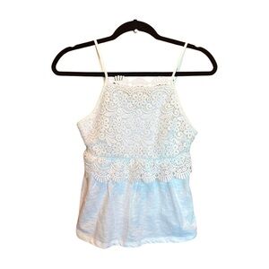 Top-Shop White Crochet Lace Tank Top – Delicate Boho Layering Blouse Size 4
